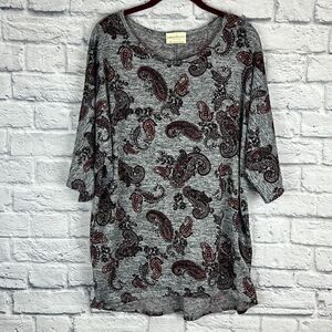 Bobbie Brooks Shirt Womens Size 1X Pullover Paisley
